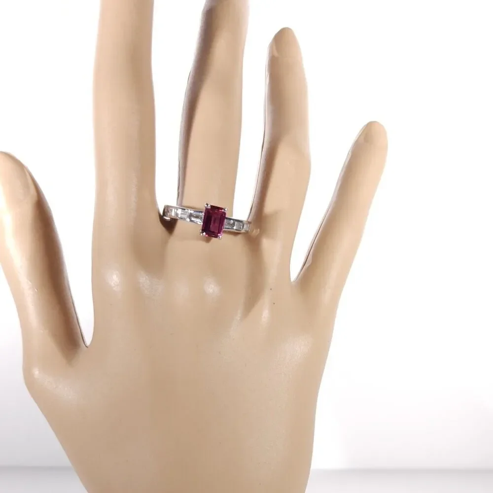Bixbite and White Topaz Ring Size 5